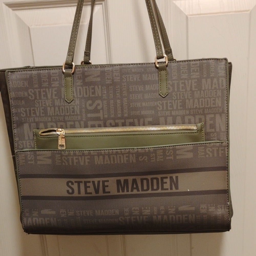 Steve Madden Olive and Gray Men's Briefcase